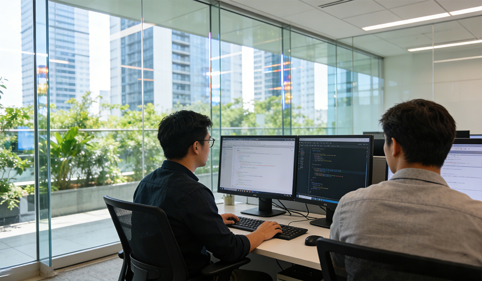 JiaJia Eye engineers reviewing level gauge configuration software