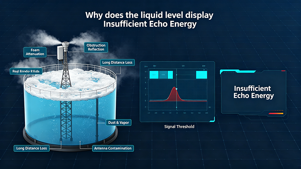Why does the liquid level display "Insufficient Echo Energy"?