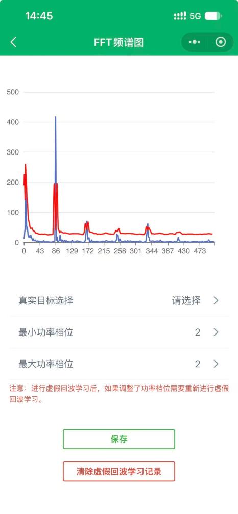 Echo spectrum after enlarging the blind zone to 0.1 m, showing the correct tank level (field case 2)